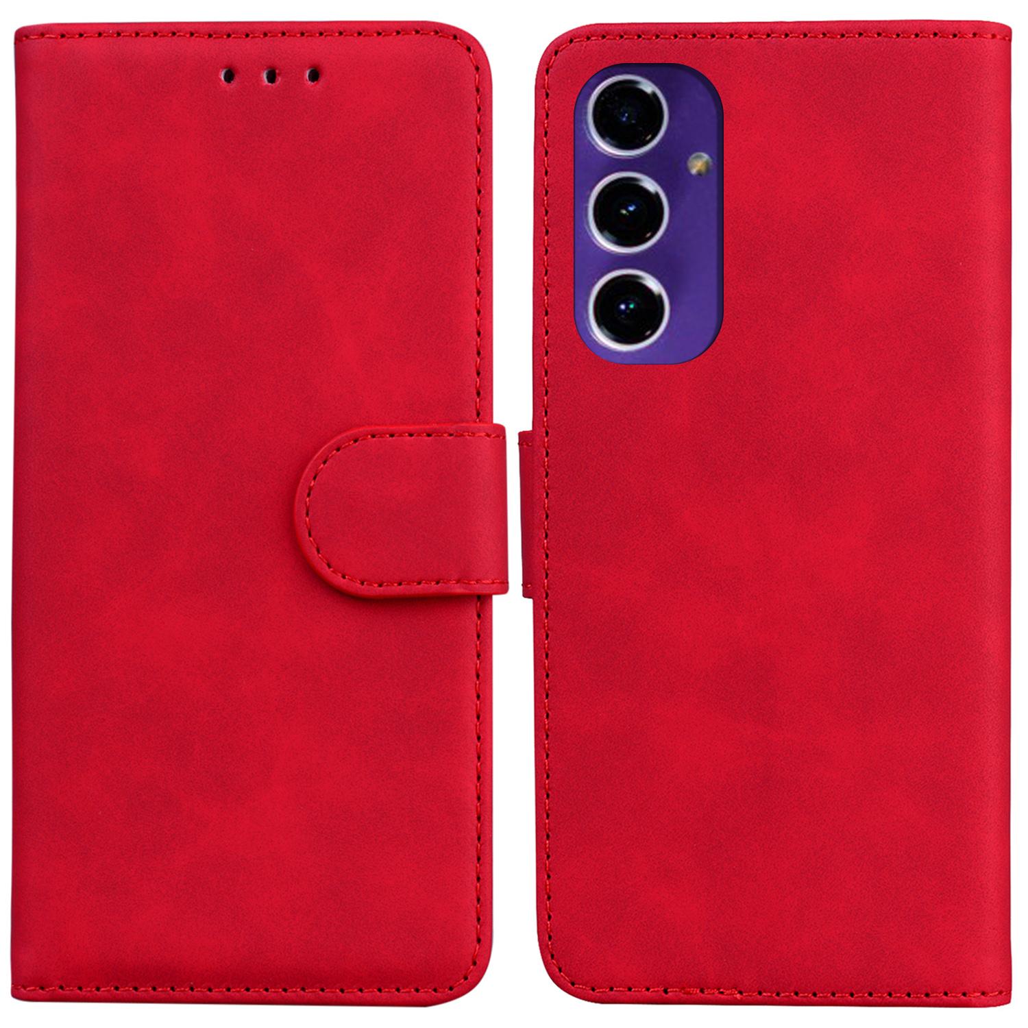 

For Samsung Galaxy A16 5G/A16 4G Case Solid Color Leather Wallet Phone Cover Red