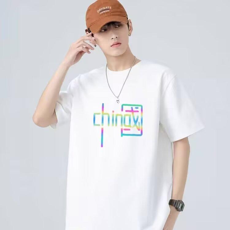 Summer new round neck short-sleeved T-shirt men's casual fashion with combed cotton T-shirt bottoming shirt tops