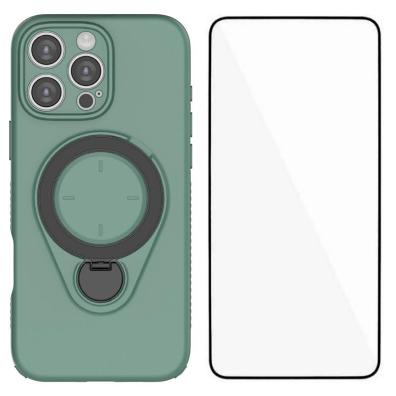 For iPhone 16 Pro Max Case with Tempered Glass WANLONFENG JH Series PC TPU Kickstand Phone Cover