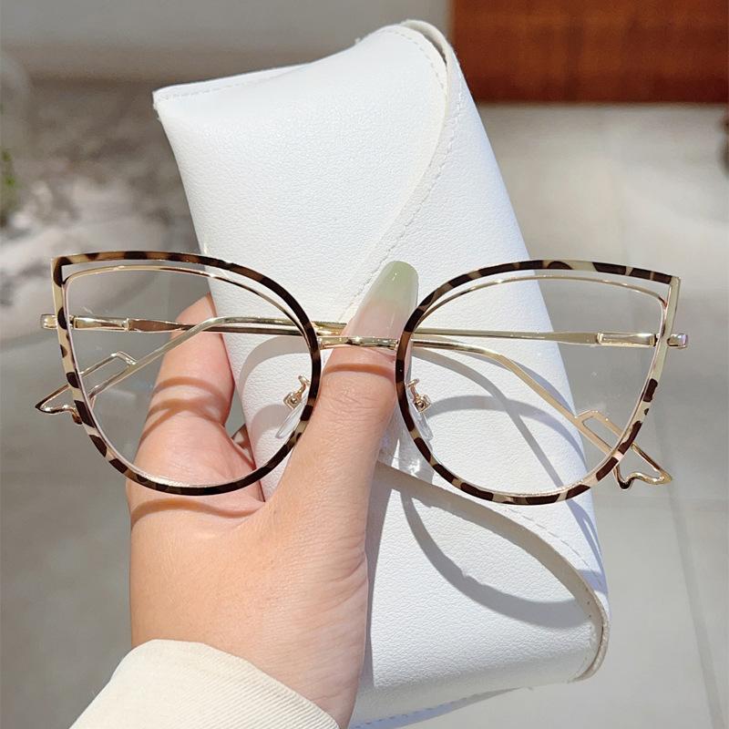 Trend Cat Eye Glasses Woman European American Stylish Eyeglasses Frame Women'S Anti Blue Light Glasses Computer Eyeglass