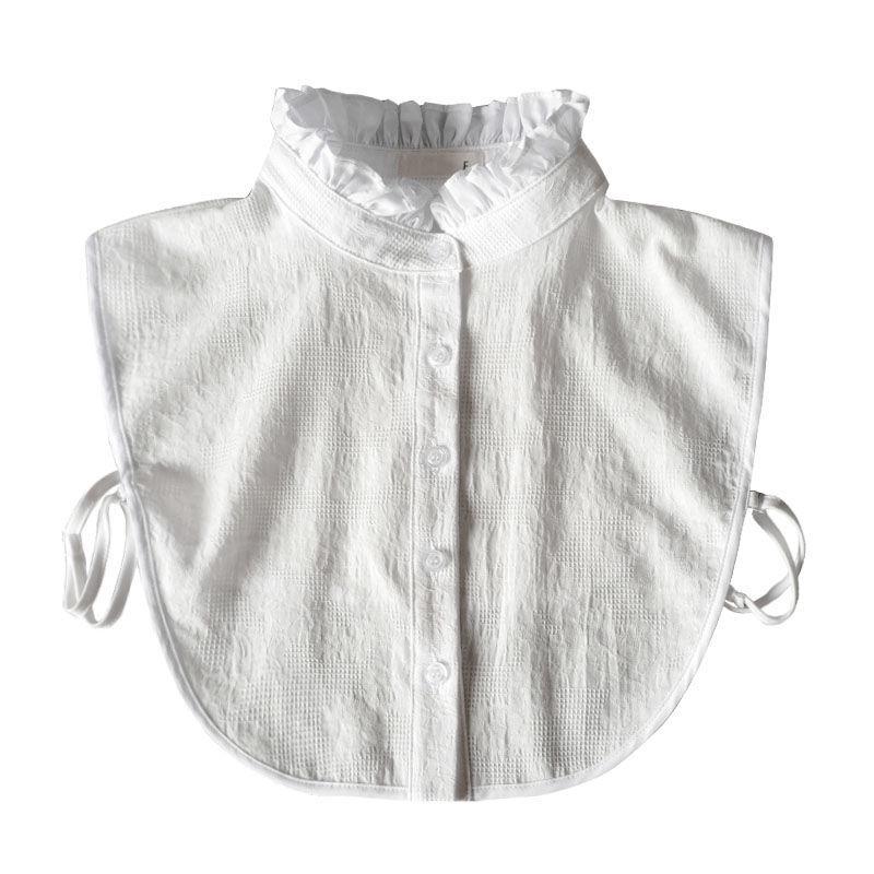 Women's Black Jacquard Cotton Dickey - Versatile Fake Collar for Spring Sweaters 