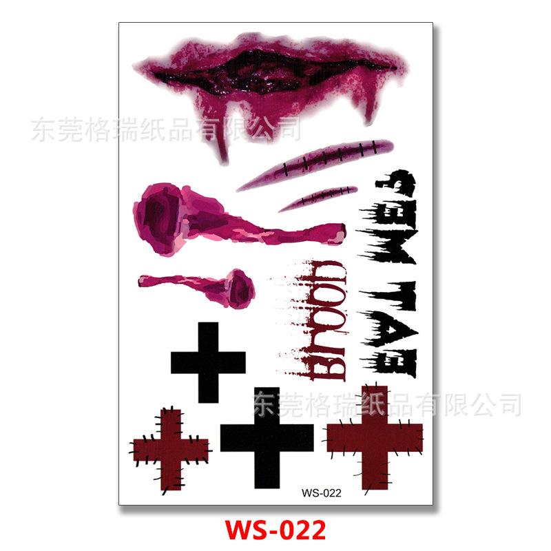 1-100PCS Waterproof Scary Tattoos Halloween Realistic Scar Wounds SFX Body Art Temporary Fake Blood Horror Party Makeup
