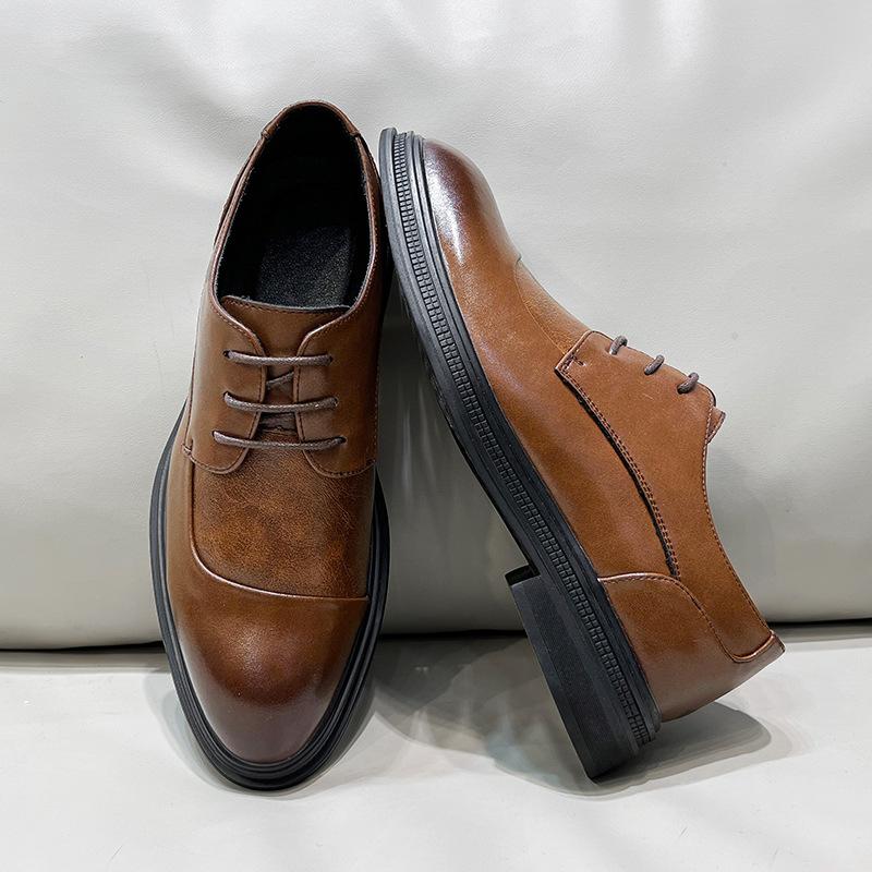 Podzimní prodyšné ležérní kožené boty 45 Britský business dress Ženich Svatební boty 46 Boty velkých velikostí 19936-P