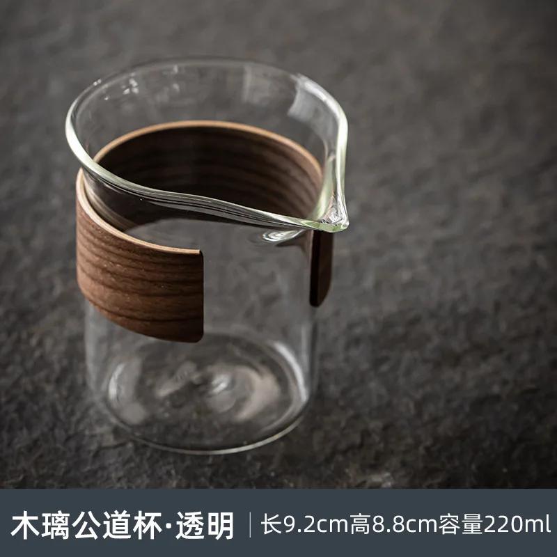 

Креативное бамбуковое кольцо стеклянная чаша справедливости чайный диспенсер аксессуары для чайного набора Кунг-фу толстая термостойкая прозрачная чаша 201-300ml