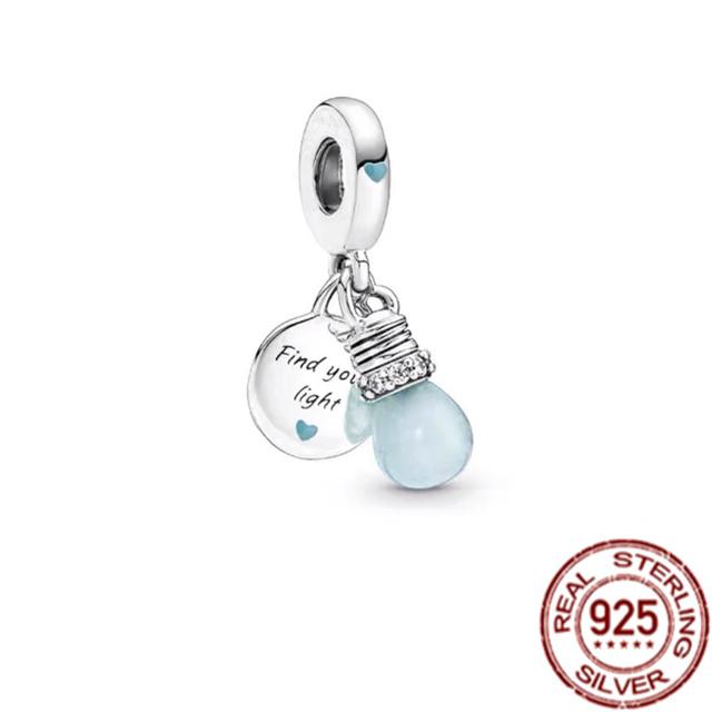 925 Sterling Silver Blue Butterfly Puffer Fish Bead Rainbow Parrot Squid Dangle Charm Fit Original Fasion Bracelet Jewelry Gift