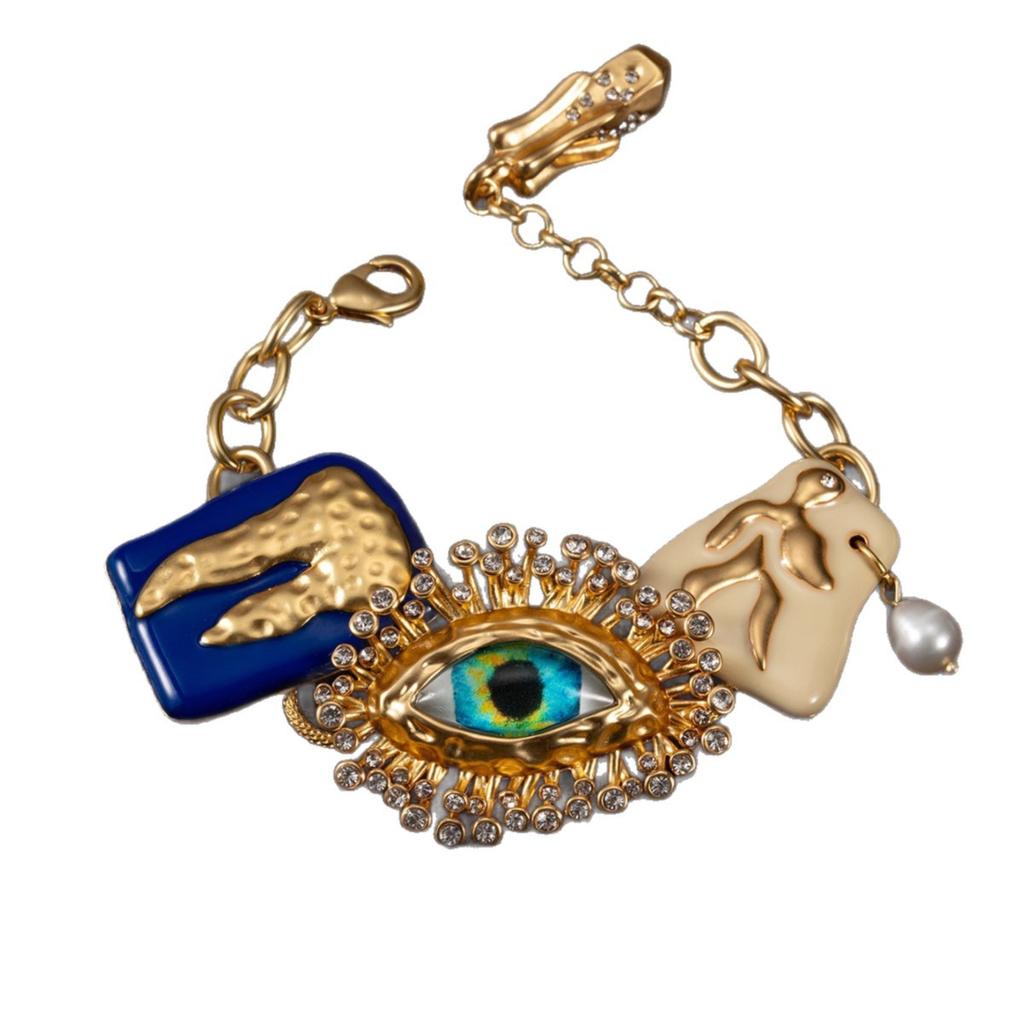 Schiaparelli schiaparelli goldenes Teufelsauge mittelalterliches Schmuckset Vintage-Emaille-Steckohrringe Europa und Amerika