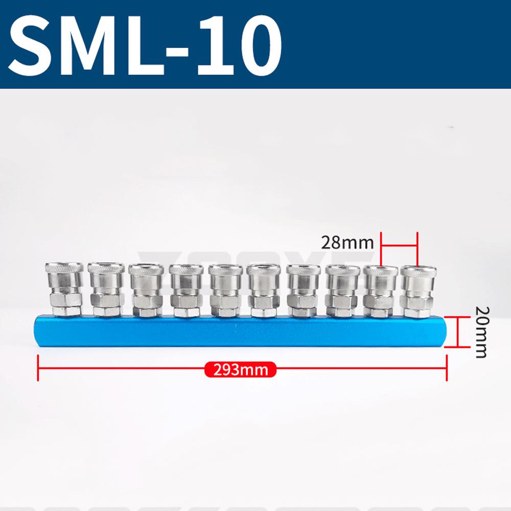 20x20mm WxH With SML Fittings 1/4" BSP Female 2 Rows X 2 3 4 5 6 8 Ways Solid Aluminum Pneumatic Air Manifold Block Splitter