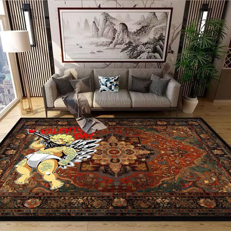 Persian Living Room Rugs Decoration Bedroom Deluxe Anti Slip Floor Mats Large Area Carpet Lounge Rug Cartoon Skull Mat