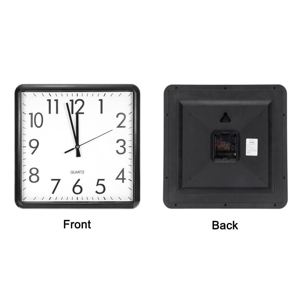PATIKIL 33 X 33 Cm Wall Clock, Quartz Battery Operated, Quiet, Non-Ticking, Square, Black, for Office or Bedroom Decor