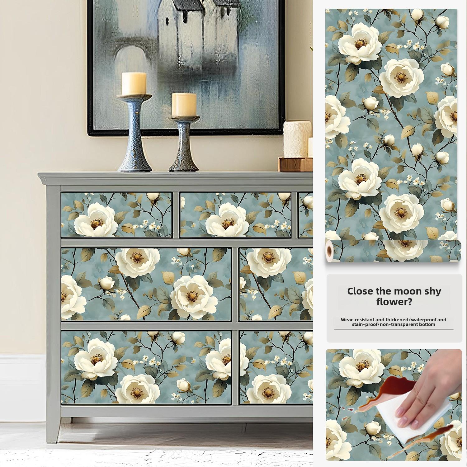 

Самоклеящаяся наклейка на шкаф с французским ретро-узором, ремонт дверцы шкафа, водонепроницаемая кухонная мебель 60cm wide * 10m long