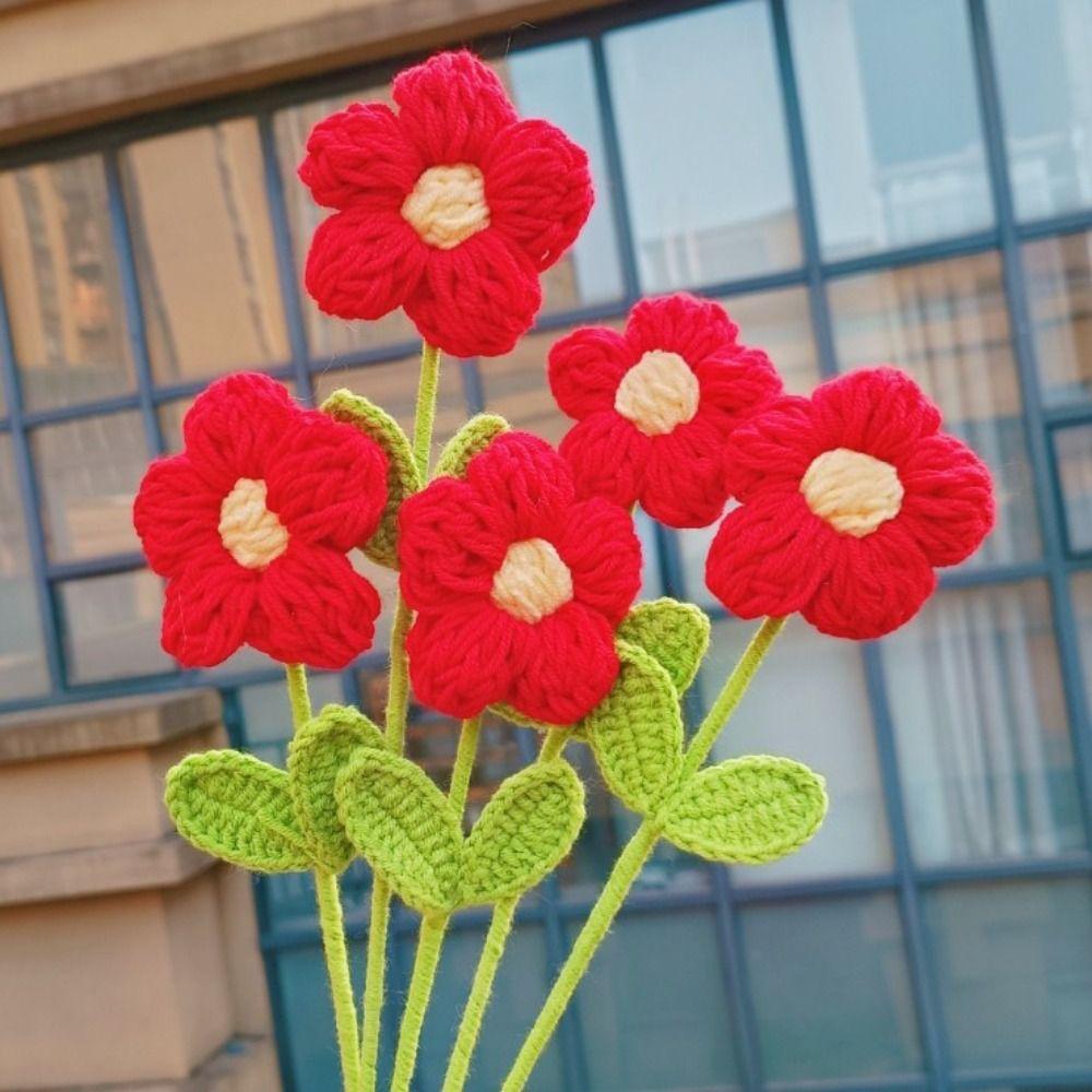 Love Crochet Heart Bouquet Handmade Artificial Flower Crochet Flower Bouquet  Friends