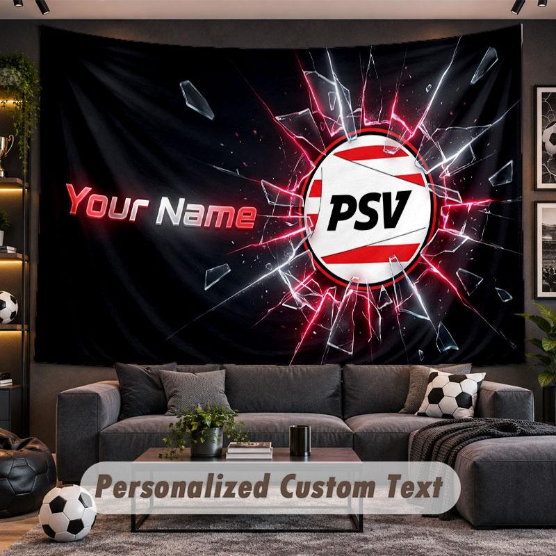 Wall Hanging Tapestry Custom NamePSV Eindhoven FC Pattern Personalized Printed Fabric Wall Decor