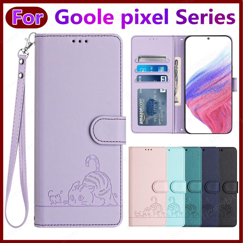 Læder Pung telefoncover Velegnet til Goole pixel 9 8 7 pro Covers pixel 6 5 4a Kort holder Crossbody Mobil beskyttelsescover