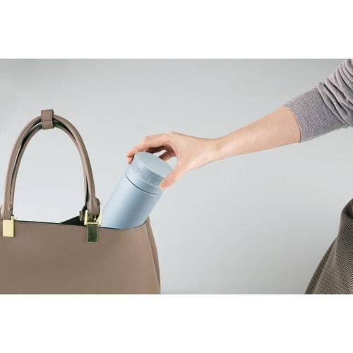 Kakusei Coco Cafe CC-30A Mug Water Bottle, Smoke Blue, 300ml, Double-Layer Vacuum Wall, Insulates Hot & Cold Drinks, Easy-Open Ribbed Cap, Includes Ic