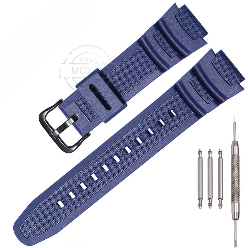 Uhrenarmband für Casio AQ-S810W AE1200WH SGW300 400 500 W-800H Herren Wasserdicht Natürliches Harz Ersatz Dornschließe Armband