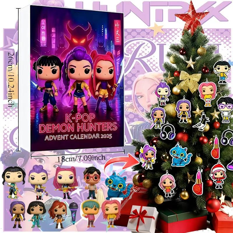Kpop Style Acrylic Demon Hunter Christmas Tree Ornament - Advent Blind Box, Cute Gothic Holiday Decor for Teens & Women 2D