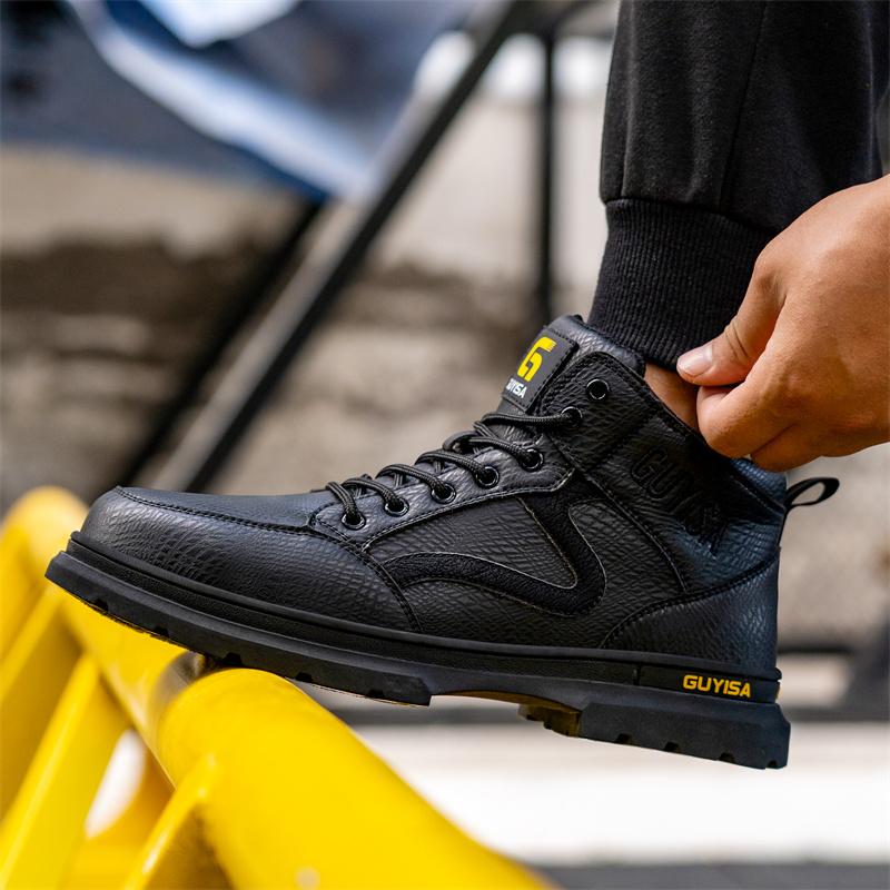 Nejnovější voděodolné pánské kožené boty ocelová tužinka bezpečnostní pracovní obuv proti rozbití nezničitelná konstrukce svářečské boty