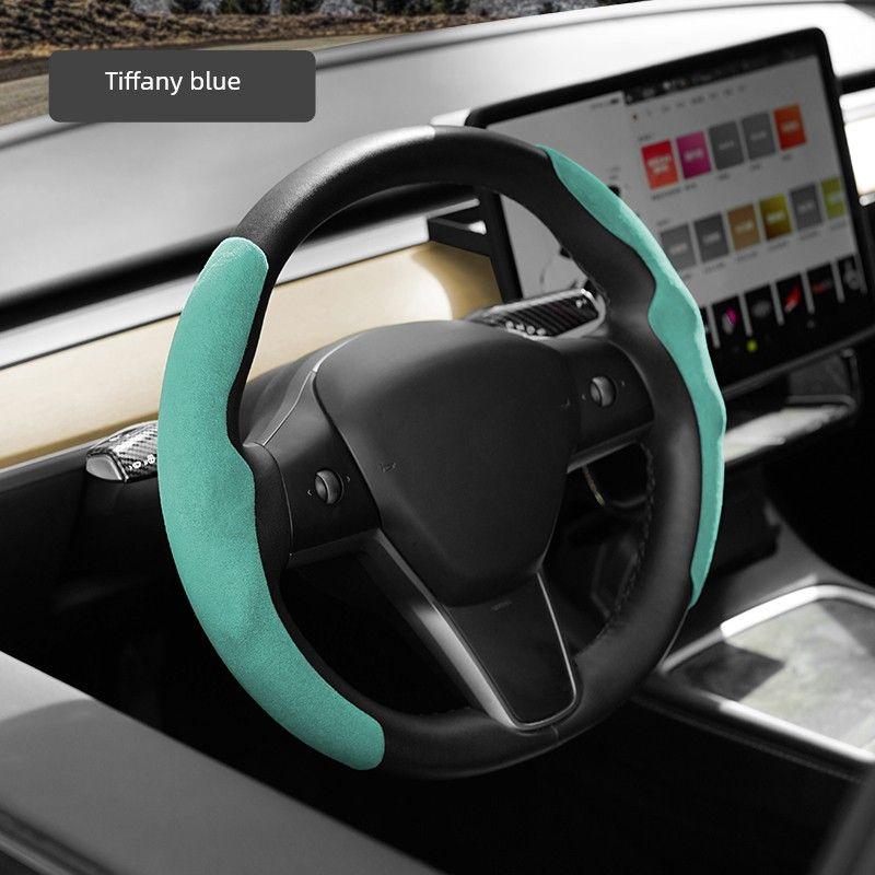 

New High-End Lamus Snap-On Car Steering Wheel Cover, Comfortable and Breathable, Suitable for All Seasons, Temperature-Regulating and Non-Slip Tiffany Blue