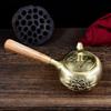 Brass Chinese Bamboo-Style Teapot with Peace Motif and Antique Craftsmanship