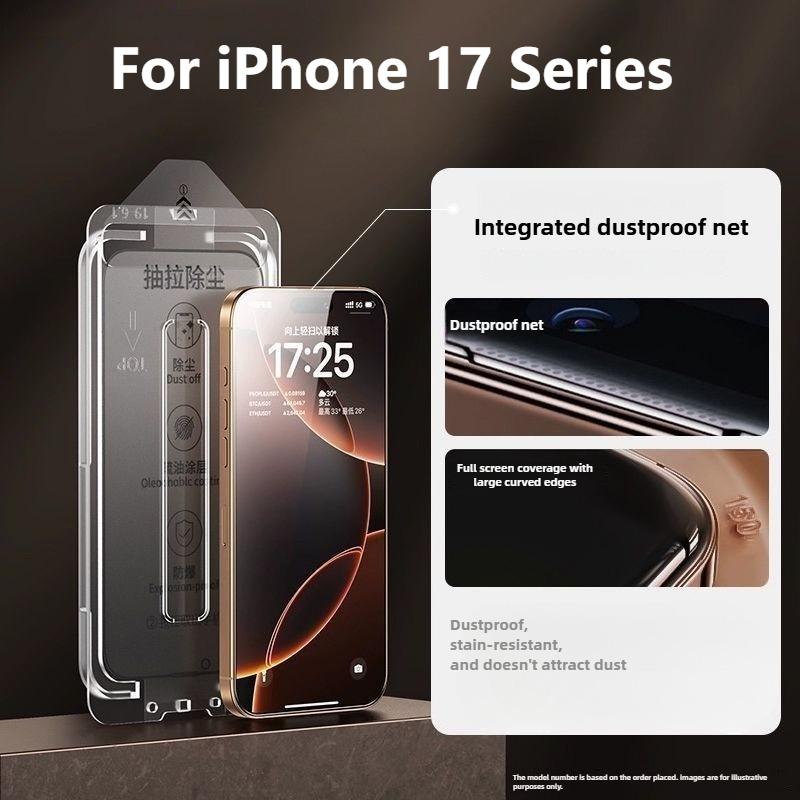 HD Tempered Glass for IPhone 17 Pro Max/17 Pro/17 Air Dust Free Easy Installation Screen Protector for IPhone 17 Full Protection