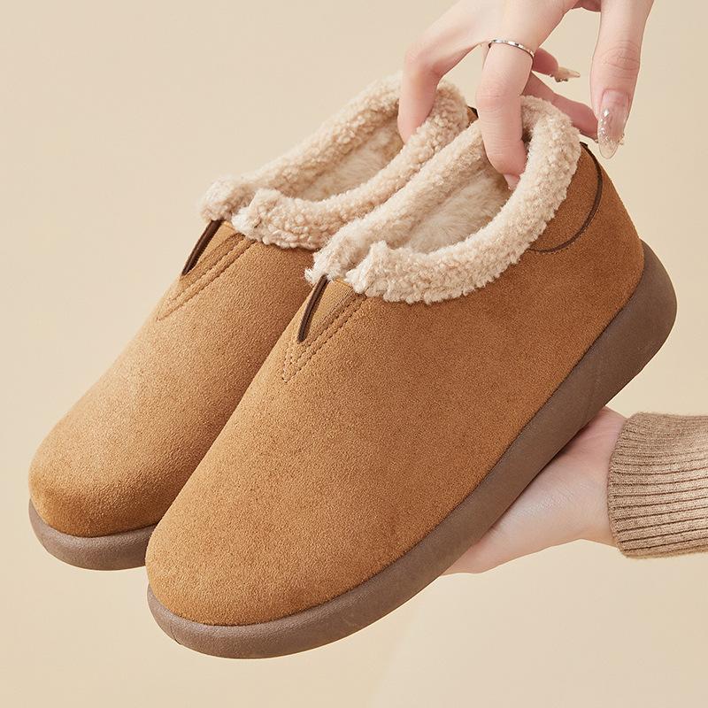 Women's Winter Warm Short Boots Faux Suede Walking Shoes With Fleece Lined Loafers Sneakers Warm Anti-Slip Outdoor Indoor House Shoes for Women