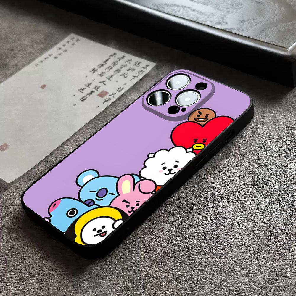 Cartoon Kpop B-BT-21S Phone Case For 15 Pro Max Iphone 16 14 Pro Max 12 15 Plus 13 Pro 11 Xr X Xs 8 7 Plus Silicone Back Cover iPhone13
