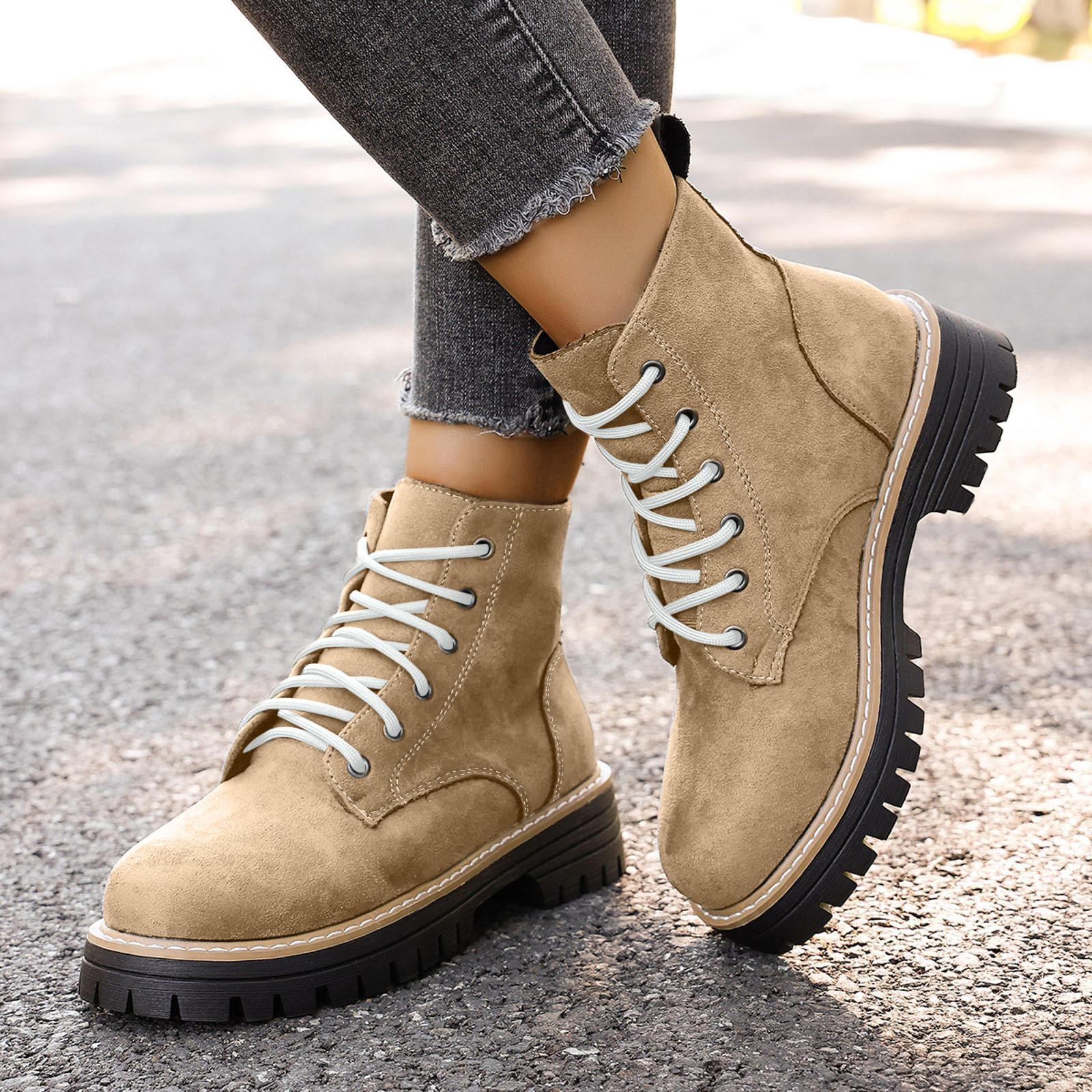 Fashionable And Versatile Short Boots With Thick Heels And Round Toes Fashionable And Versatile Winter Winter Boots For Women 37 хаки