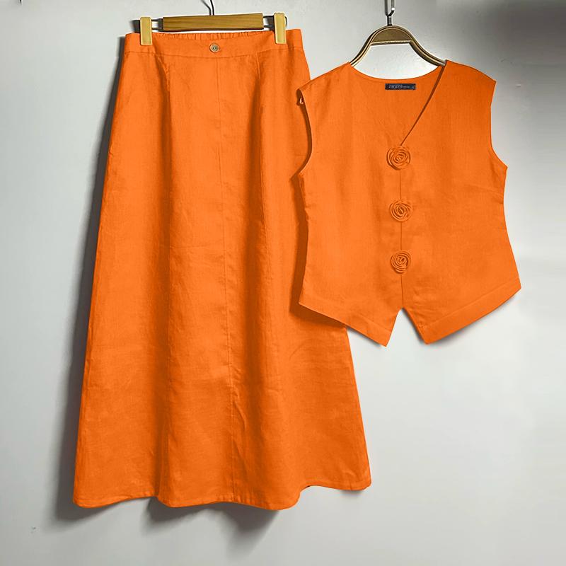 

ZANZEA Женские топы без рукавов и брюки Летние костюмы-двойки 5XL