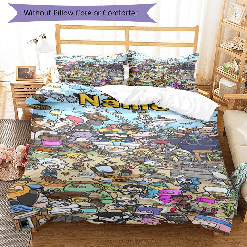 3pcs Custom Name Clash Royale Bedding Set Duvet Cover Closure Includes 1 Duvet Cover & 2 Pillowcases, Soft and Comfortable for All Seasons.