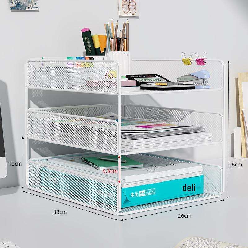 Multilayer Desktop Organizer: File Storage Rack & Office Supplies Set