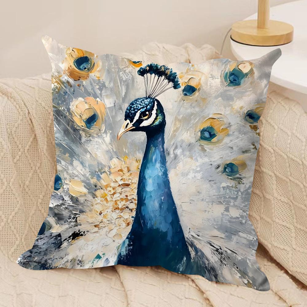 Peacock Luxury Cushion Cover Pillowcase Ultra Soft Skin Friendly Fabric Cloud Like Comfort Concealed Zipper