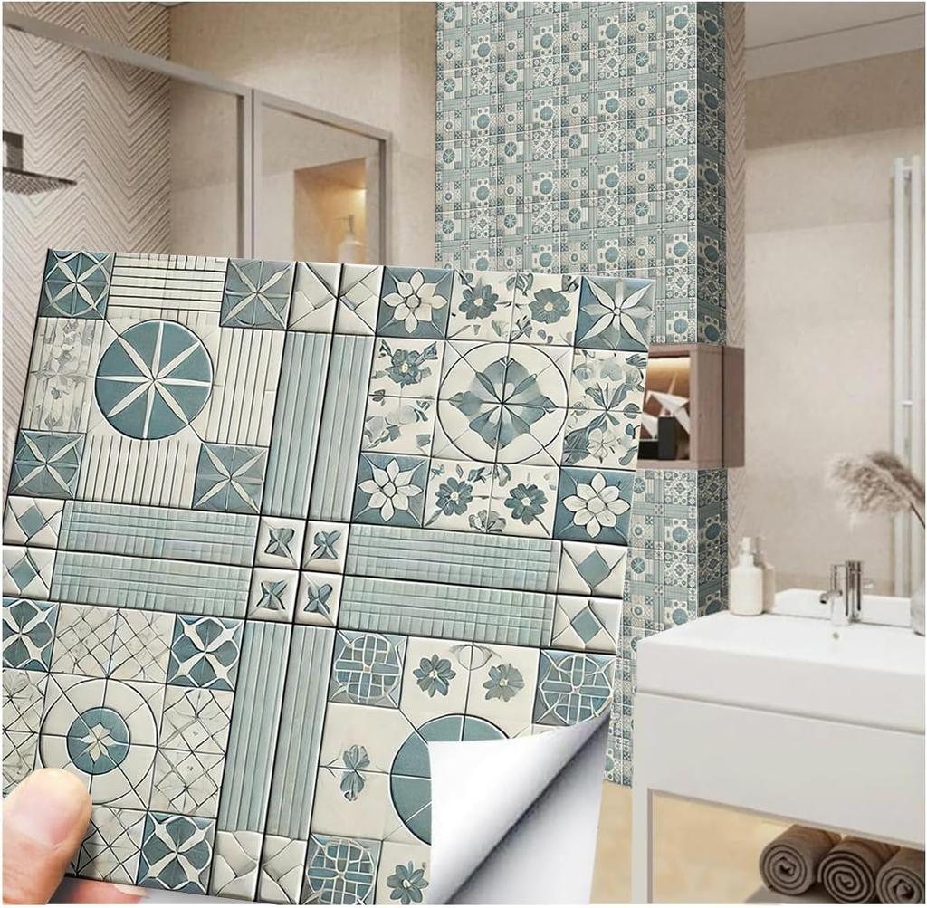 Light Tile 20cm X Kitchen Renovation Stylish Wall Vintage for and Kitchen Renovations of Blue-Gray (Wisteria) Stickers, 20cm, Waterproof, Oil-Proof,