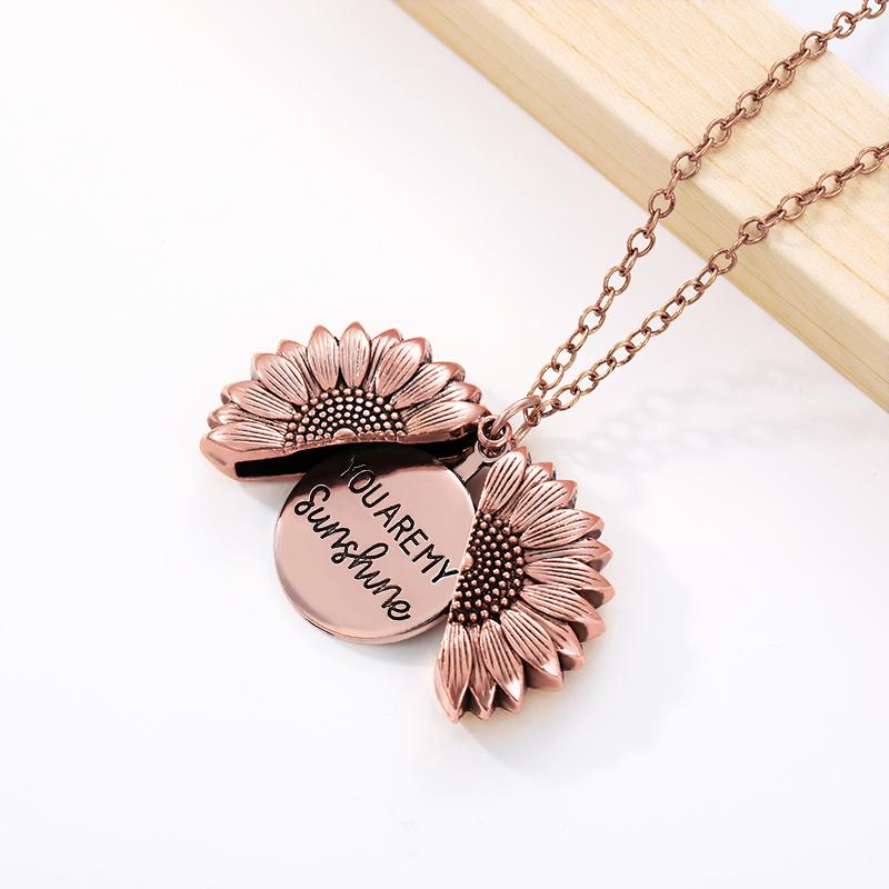 You Are My Sunshine Otevřený medailon Slunečnicový přívěsek Náhrdelník Boho Jewelry Dárky pro nejlepší přátelství Bff Letter Necklace Collier