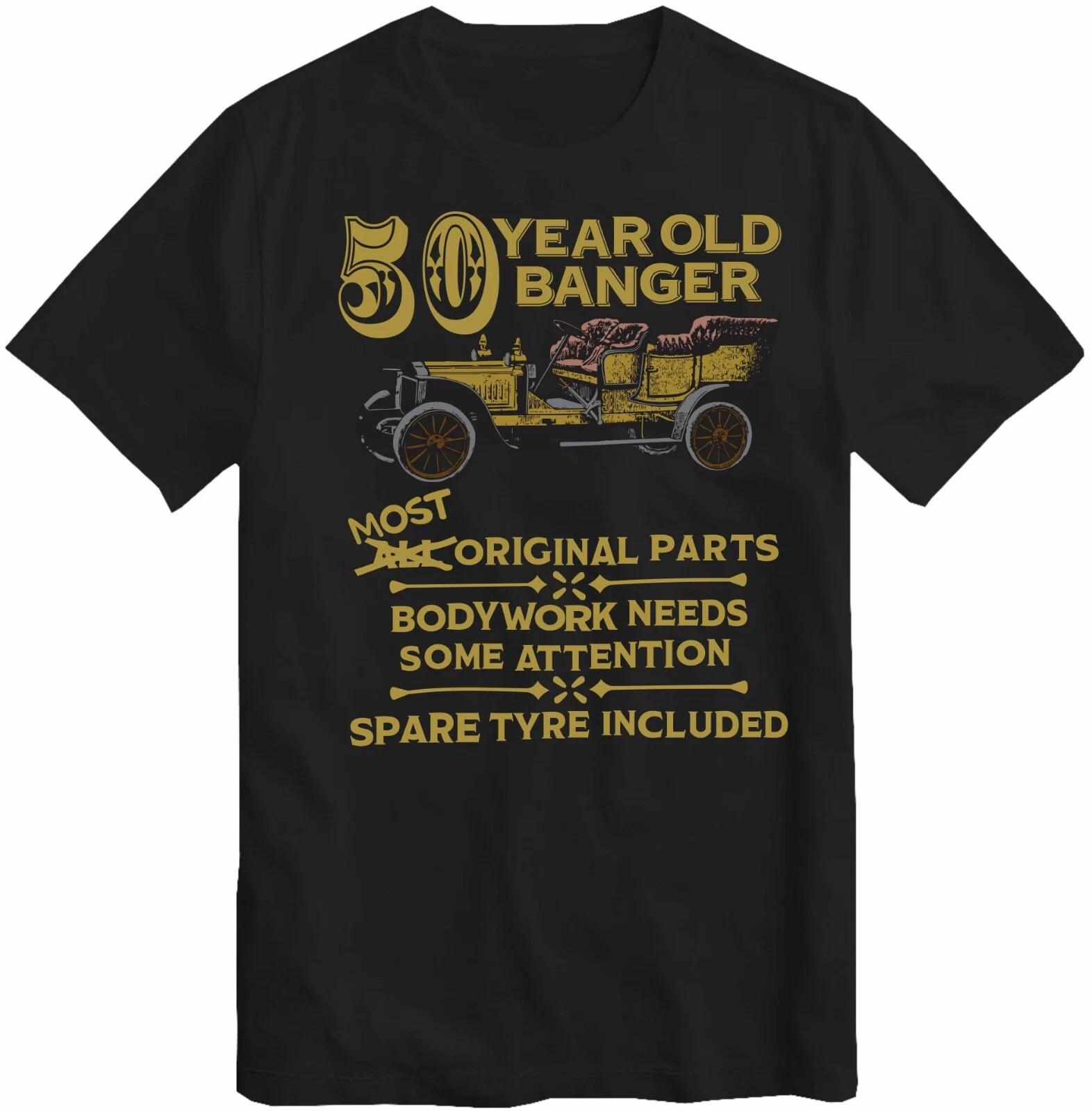 50th Birthday T-Shirt Gift Old Banger 50 Years Old Born Vintage Cars Top NEW S
