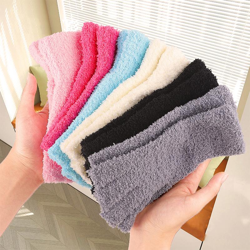 Autumn Winter Plush Half-Finger Gloves Thickened Coral Fleece Keep Warm Knitted Gloves