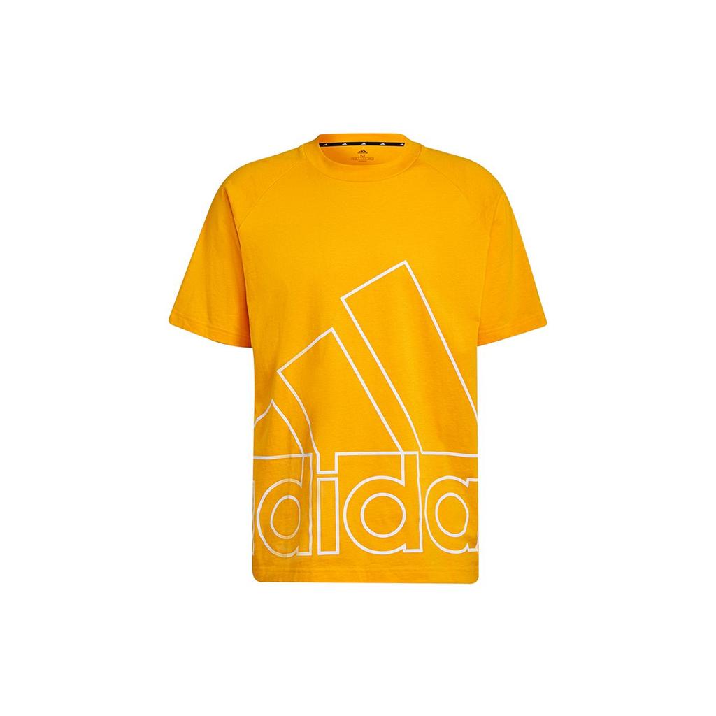 Adidas Big Logo Print Sport Round Neck Short Sleeve T-Shirt Unisex Tops Orange H60665