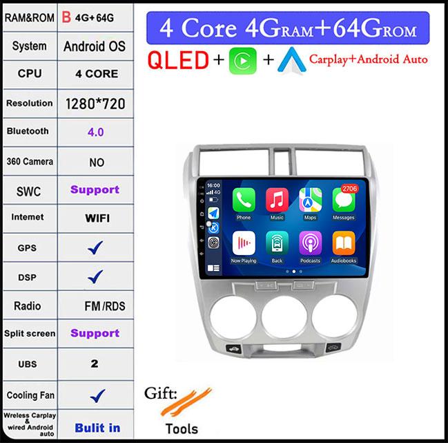 9 Lnch For Honda City 2008 -2013 Car Radio Multimedia Video Player Navigation GPS Head Unit BT