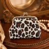 Leopard Print Coin Purse Fabric Change Purse Retro Kiss Lock Coin Pouch for Cash