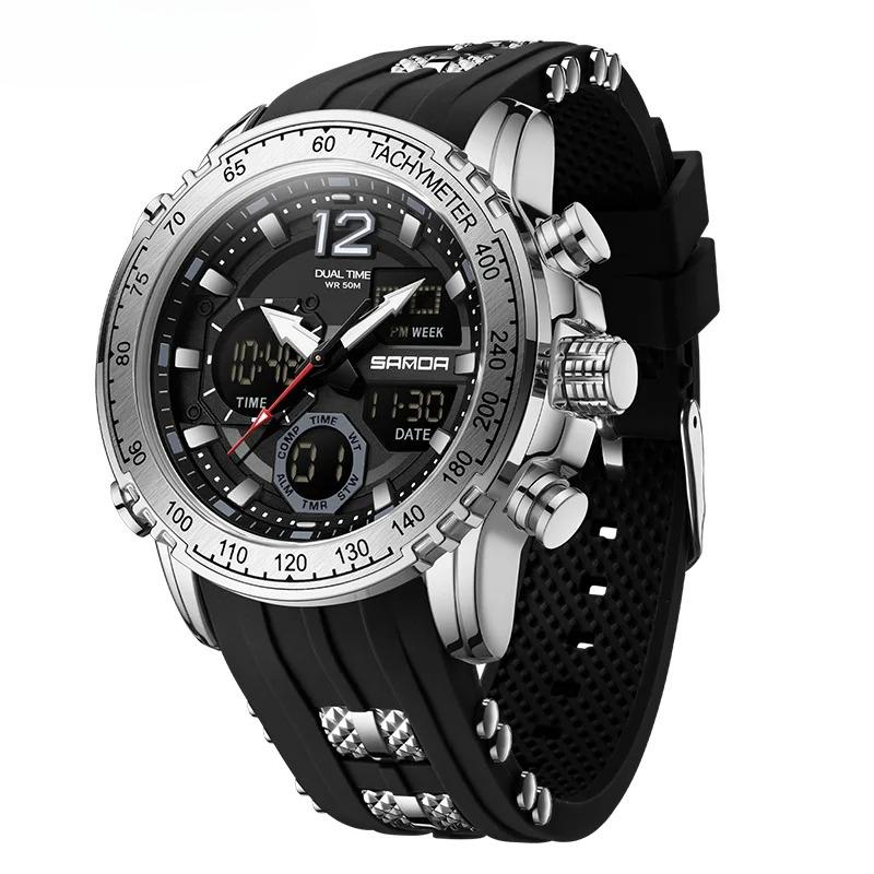 New Men's Wristwatch Waterproof Alarm Clock Multi-function Double Display Electronic Sports Watch LED Digital Quartz Clock
