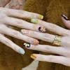 Zhenyue Wind Flower Moon Floral Short Ballet Press On Nails Sweet Ins For Ladies 30pcs Box & Strip Non Special Cosmetics