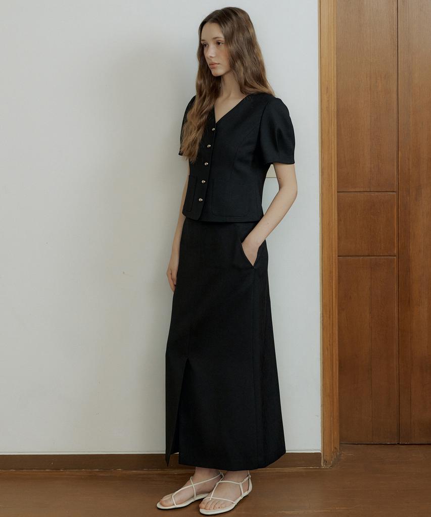 Otte Front Slit Classic Maxi Skirts_2Color