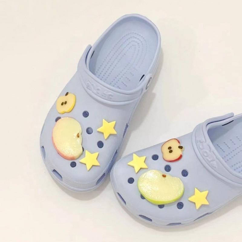 1Set Summer Fresh Apple Sliced Shoe Charms Set Advanced Fruit Shoe Decorations DIY 3D Detachable Buckle Shoes Accessories