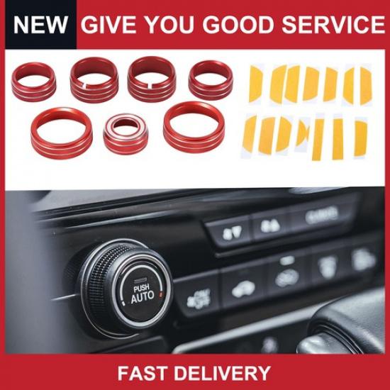 

AC Media 4WD Headlight Switch Knob Cover Ring for GMC Canyon 15-22 Red 7 Pcs New