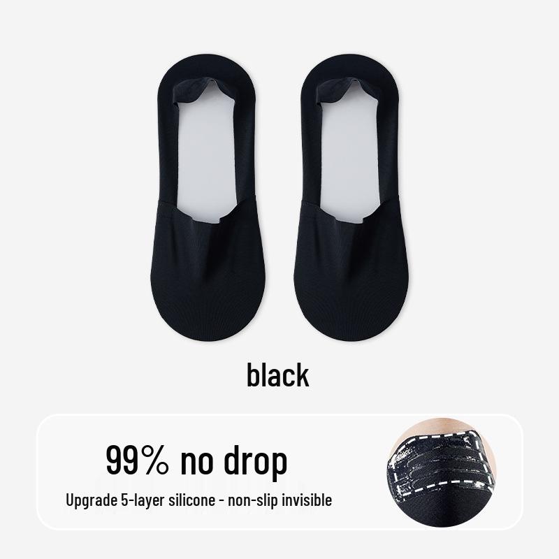 Men's Non-Slip No-Show Boat Socks, Pure Cotton, Seamless Ice Silk, Low-Cut Invisible Design.