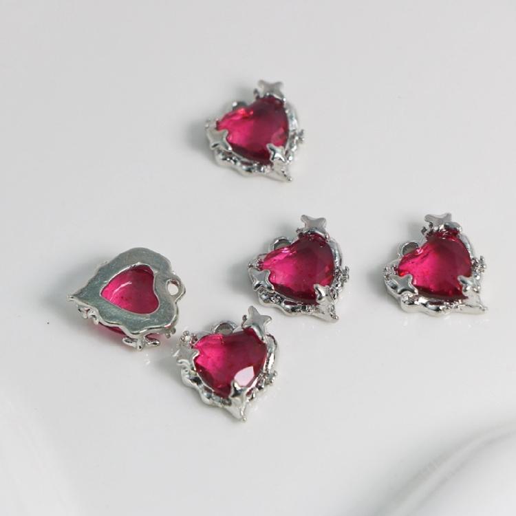 Love Heart Shape Crystal Pendant Loose Beads for DIY Jewelry Making Supplies