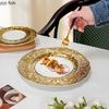 Vergoldete Keramik-Dessertteller mit Goldrand, Steakteller, Pastateller, Essteller, Obstsalatschale, Sushiteller, Sting Disc