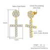Big Cross Drop Earrings for Women Fashion Jewelry Punk Gold Color Hip Hop Zircon Earring Studs Men Ear Accessories OHE007