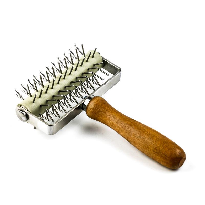 Stainless Steel Rolling Pin & Pizza Docker with Hardwood Handle