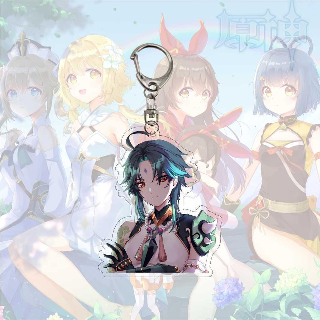 Cartoon Anime Genshin Impact Keychain Acrylic Double Sided Transparent Key Chain Ring Keyring Accessories Jewelry For Fans Gifts