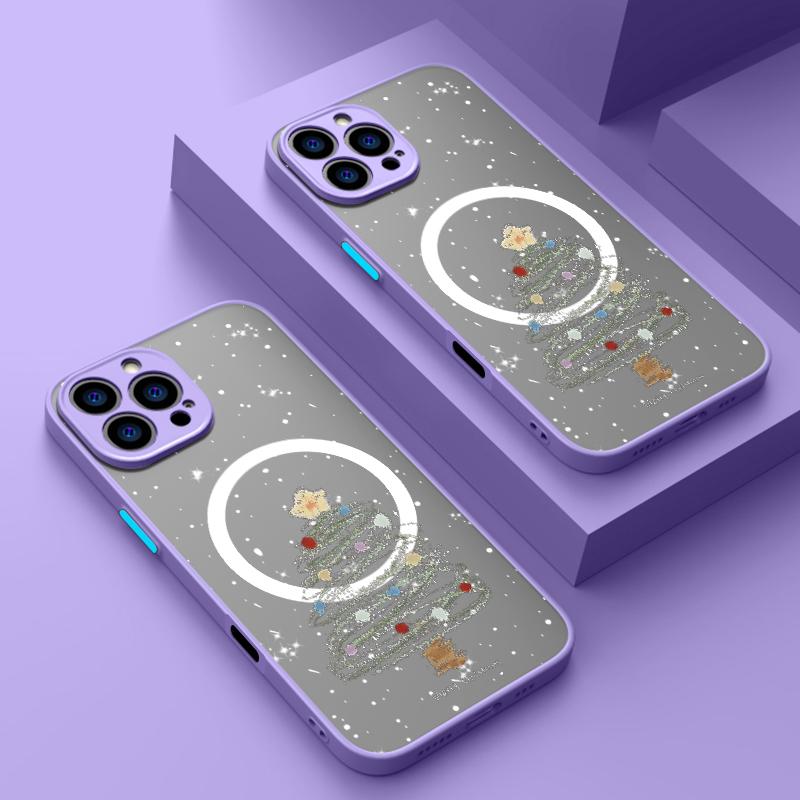 

Чехол для телефона Dream Merry Christmas Tree Pattern для iPhone 16 Pro Max 15 14 Pro 13 12 11 8 7 матовый прозрачный магнитный противоударный мягкий край для чехла Magsafe iPhone 16 чёрный